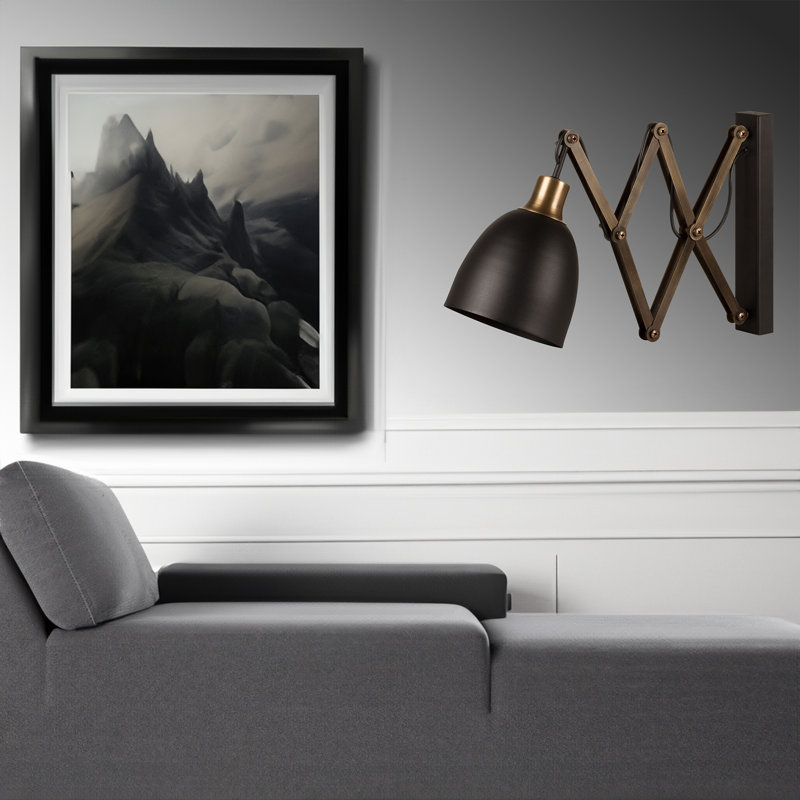 Modern Industrial Wall Lamp, Adjustable Depth, Black & Vintage Finish, 11.8 x (13.8 - 24.4) inches | Metal Body, E27 Socket (Max 40W), IP20 | Perfect for Hotels, Novelty Decor & Contemporary Spaces