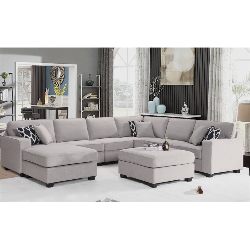 Raimy 7 - Piece Flexible combination Sectional, Gray Polyester Blend