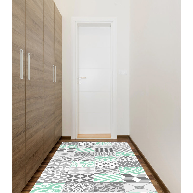Audrey Vinyl Machine Printed Area Rug, Rectangle 2'7.5" x 9'10.1"