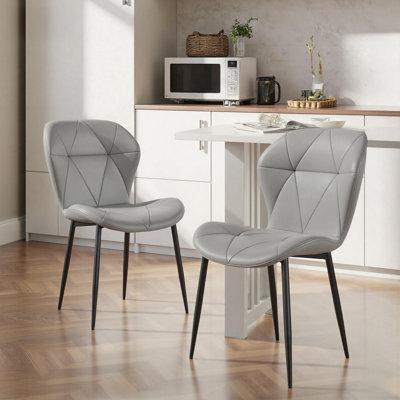 Chaise de salle à manger moderne en cuir avec cadre en bois et métal (ensemble de 2)