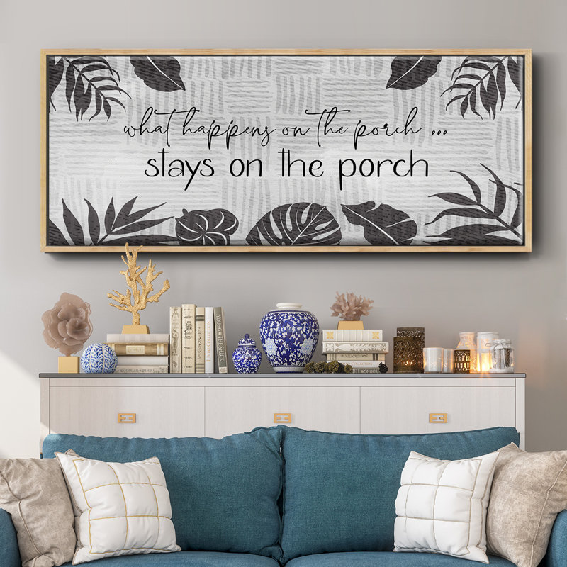 What Happens On The Porch - Toile encadrée, H 12 po x l 30 po