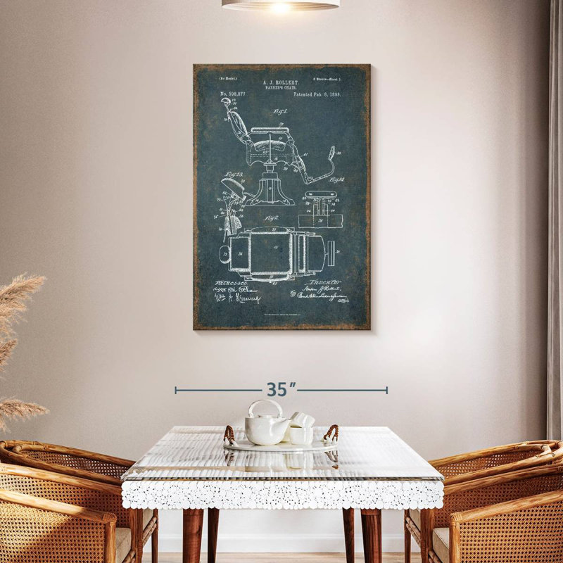Fauteuil de barbier bleu rétro Maxwell, H 45 po x l 30 po