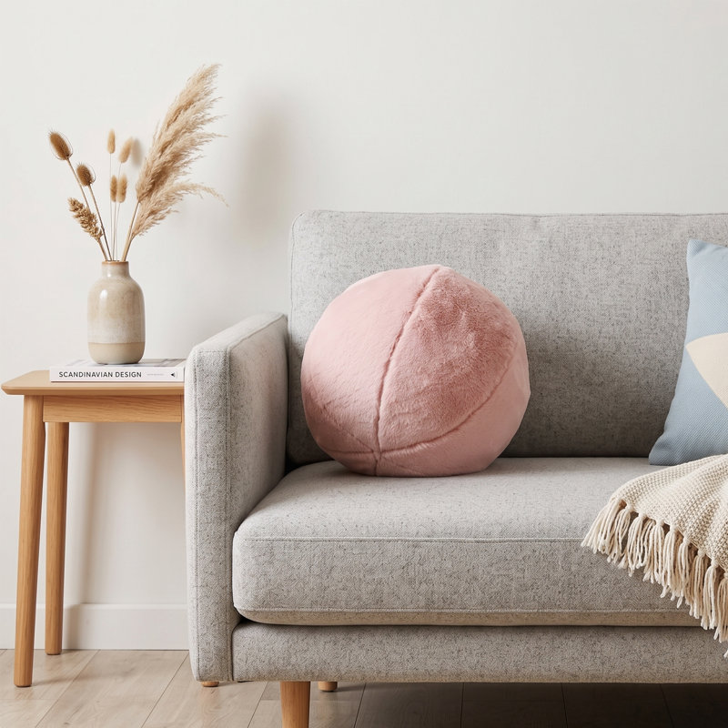 Plush Square Cushion, Dusty Rose, 9.8 x 9.8 x 9.8 inches | 75% Recycled Polyester & 25% Polyester with Silicone Filling | Machine Washable at 68°F | Perfect for Home Decor, Comfortable & Eco-Friendly Seating