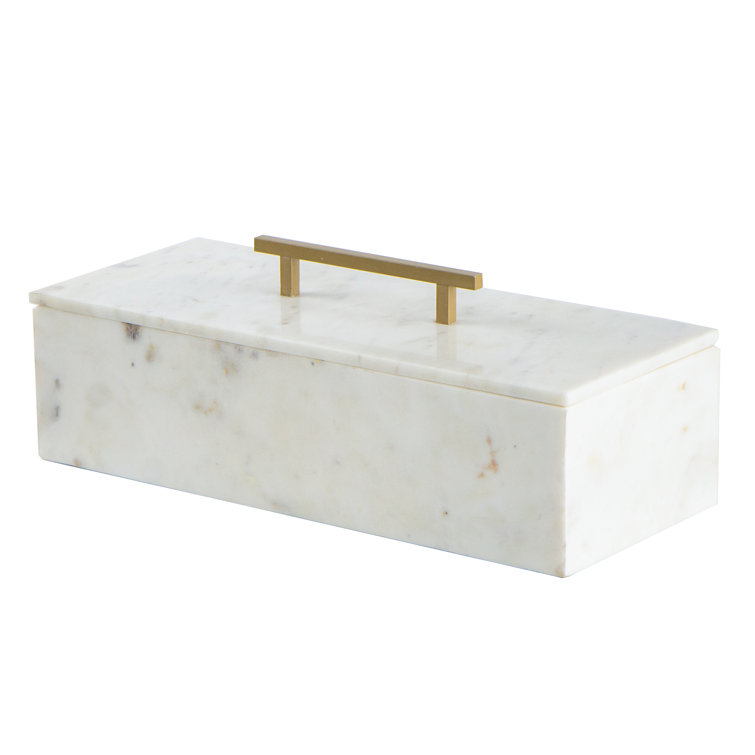 Palmerina Box with Brass Handle - White