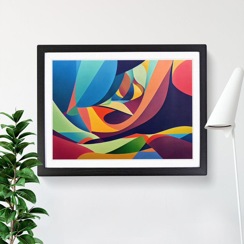 Blooming Modern Abstract Art 1 Piece Single Picture Frame Wall Art, 46cm H x 64cm W x 2cm D, Black