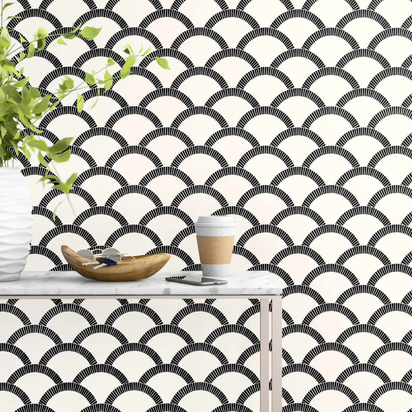 Julietta Self-Adhesive Wallpaper Roll, Black/Cream, 3.5 kg