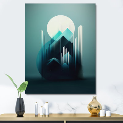 Abstrait turquoise minimaliste pleine lune - impression