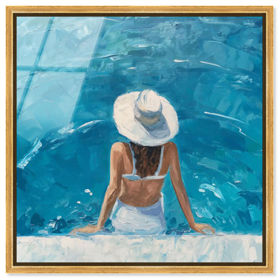 Poolside Couture Framed High-Gloss Acrylic Glass Wall Art Modern Beach Art by Art Remedy, Gold Frame, 40 x 40