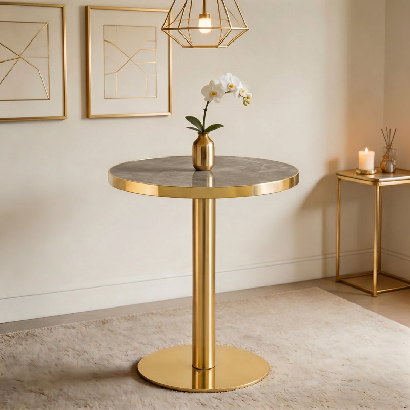 Petite table de salle à manger Modern, Gray/Gold