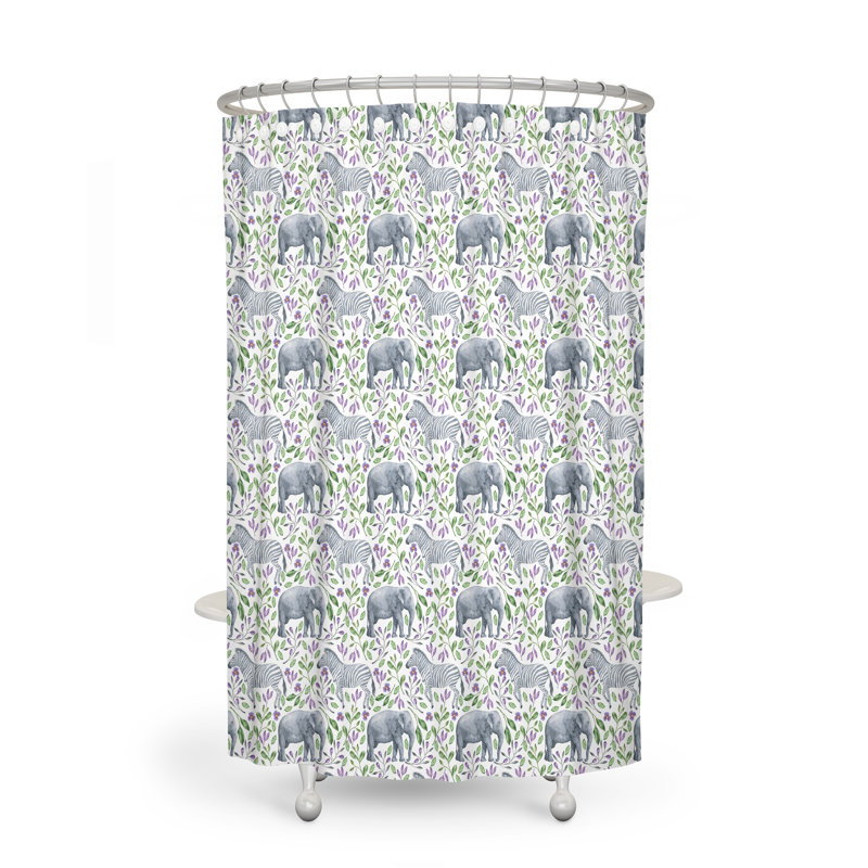 Rideau de douche simple à imprimé animal + crochets, H 93 po x l 70 po
