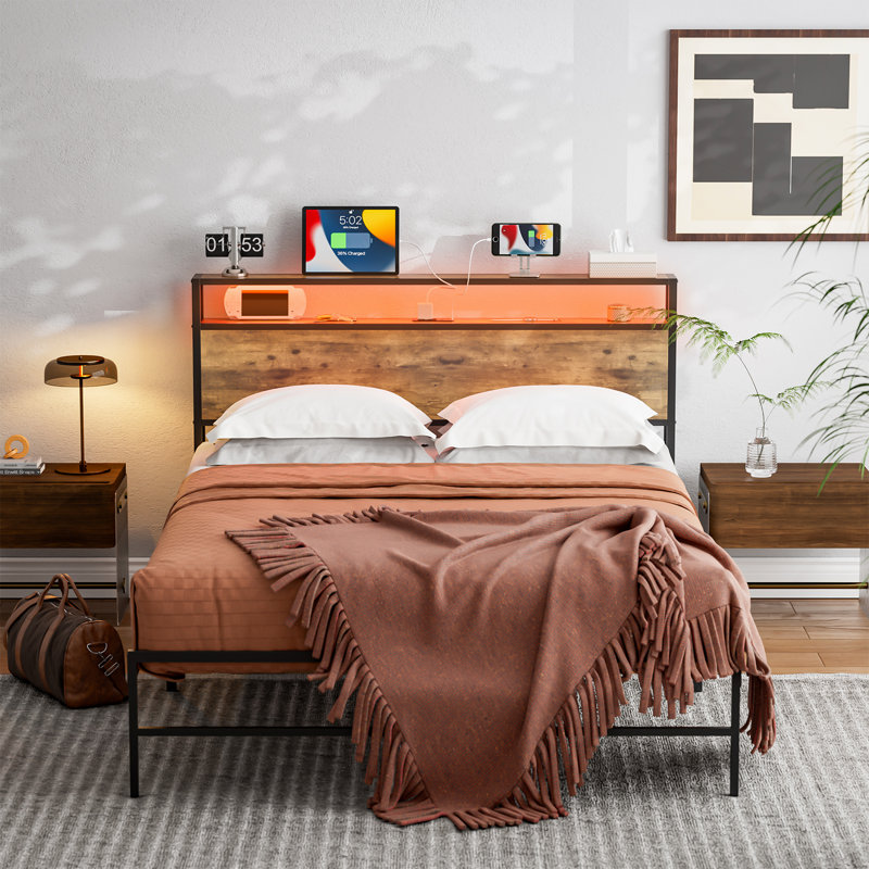 Tête de lit Anasofia, Grand lit, Brun