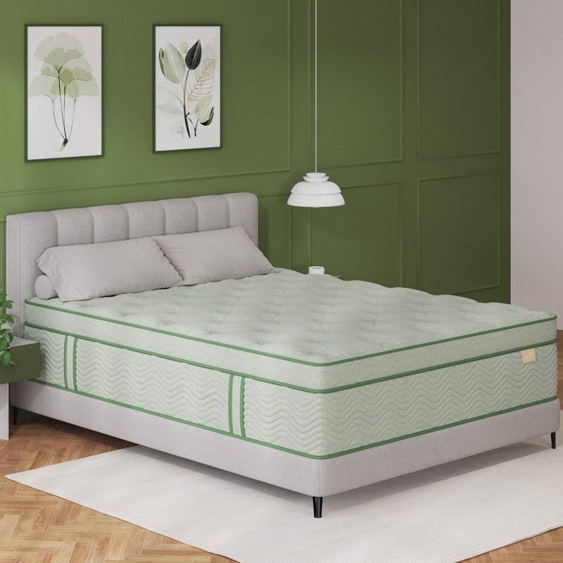Matelas hybride mi-ferme de 14 po avec mousse viscoélastique rafraîchissante et ressorts ensachés, certifié CertiPUR-US, matelas dans une boîte