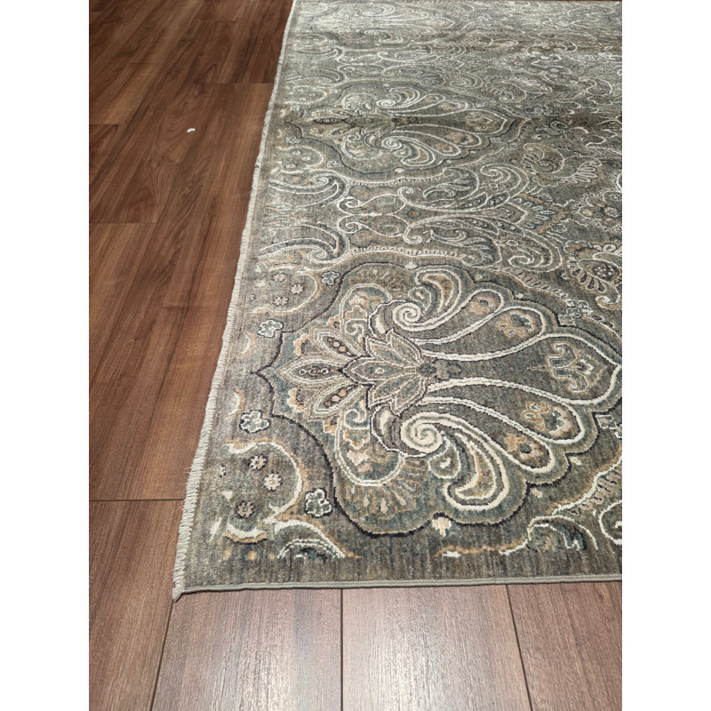 Tapis en laine et coton gris noué à la main Original Original