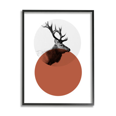 Portrait de wapiti moderne en terre cuite rouge audacieux, cercle gris surdimensionné, surdimensionné, giclée sur toile, art texturé par Sisa Jasper