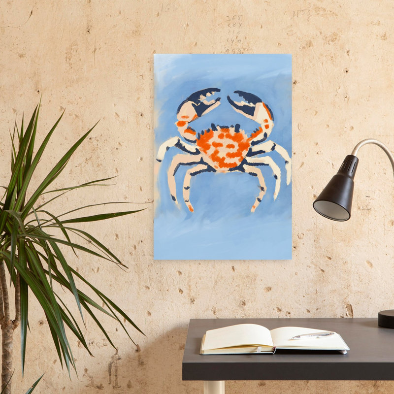 Crab On Blue Canvas by Treechild - Wrapped Canvas Print, 60.96 cm H x 40.64 cm W