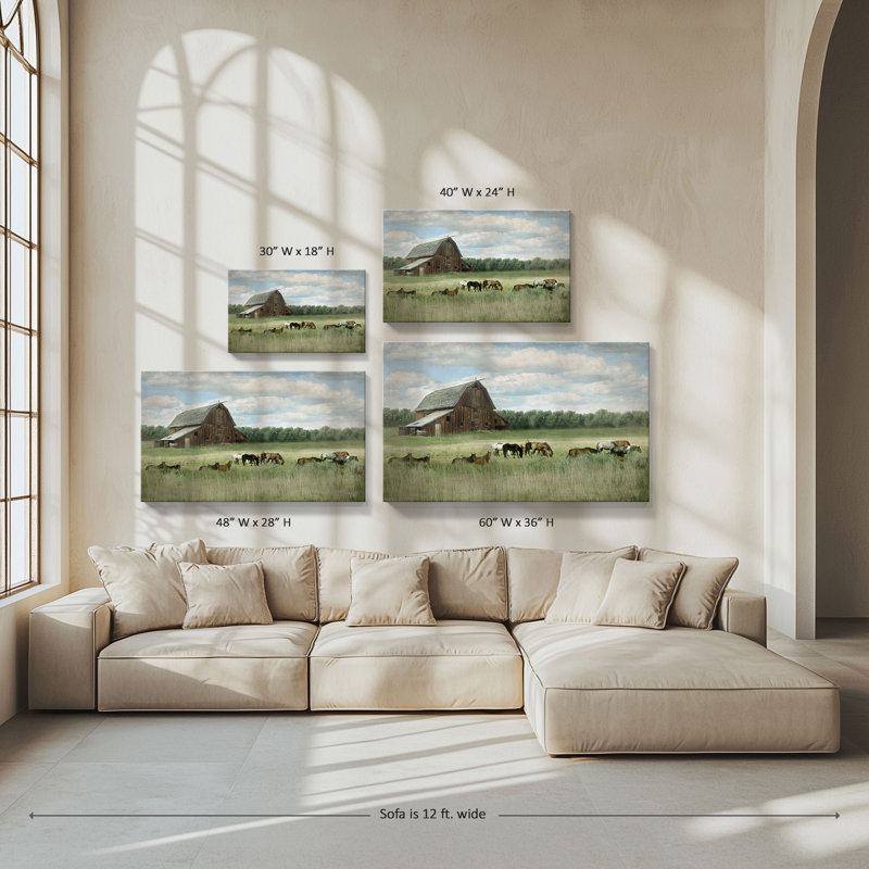 "Serenity Pasture" par Rhonda Addison, reproduction sur toile, H 24 po x l 40 po x P 1,5 po