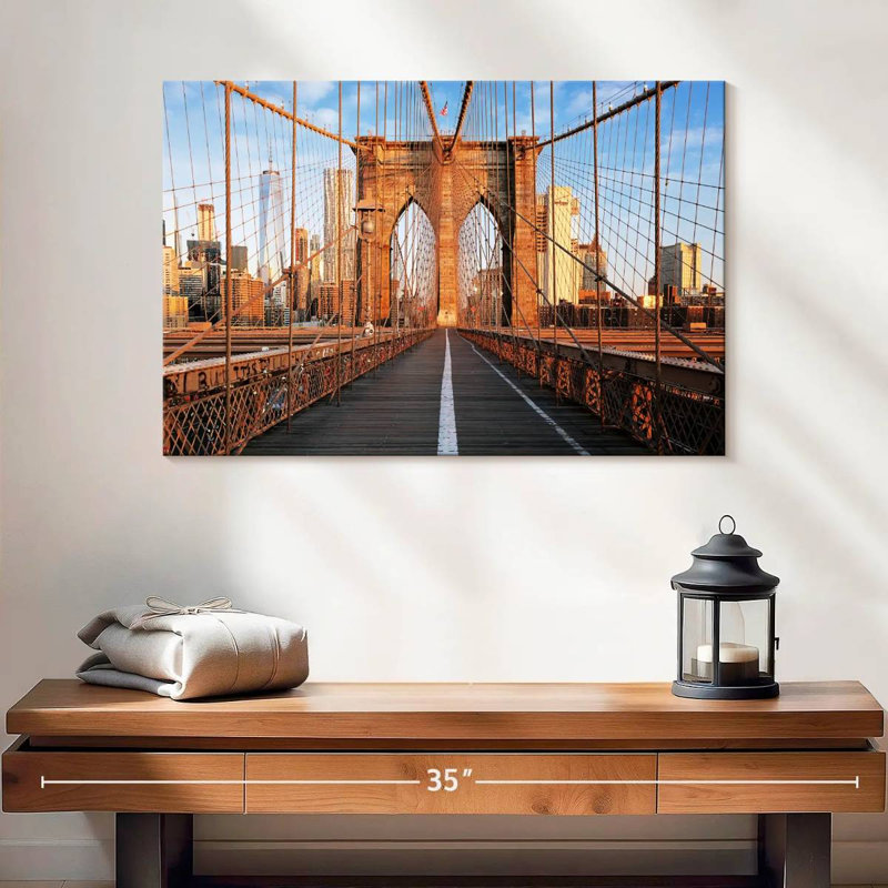 Pont de Brooklyn au lever du jour, H 16 po x l 24 po