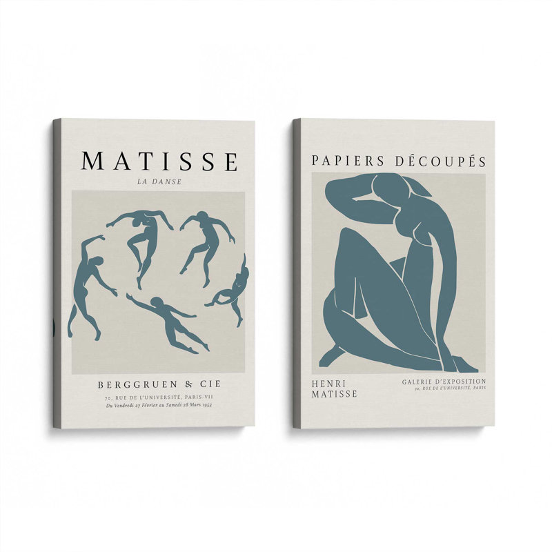 Ensemble de 2 Matisse La Danse et Midnight Blue Nude, H 19 po x l 16 po, Toile tendue