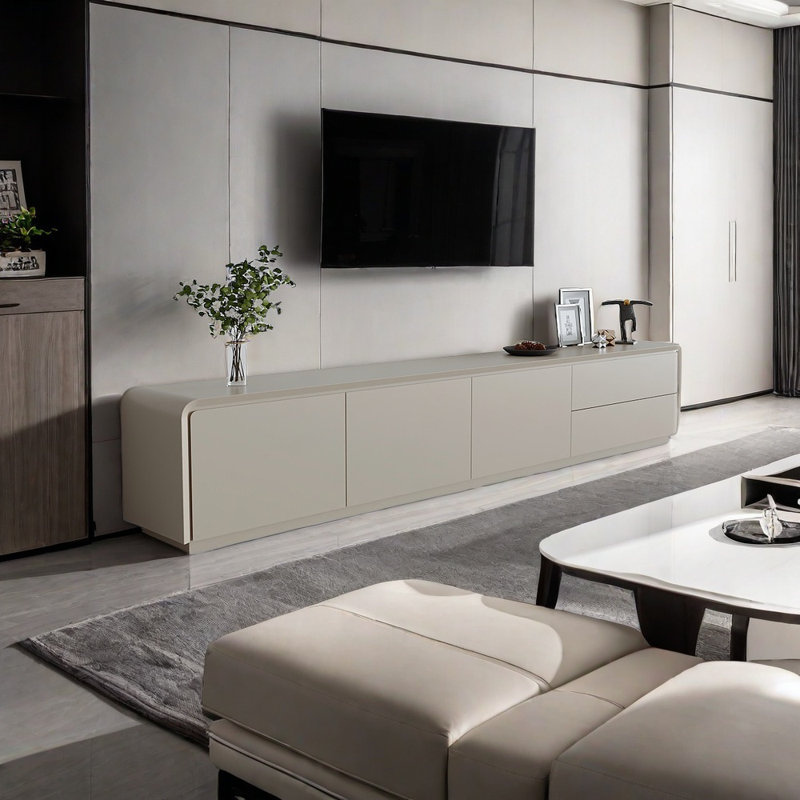 Meuble télé ouvert avec grand rangement, Beige