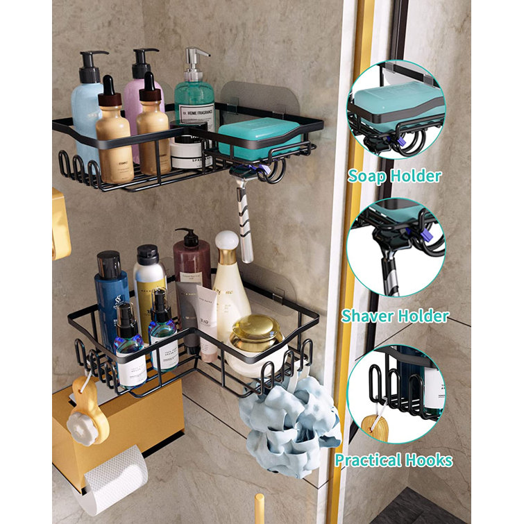 SanderSon 2 Piece Adhesive Mount Stainless Steel Shower Caddy Set