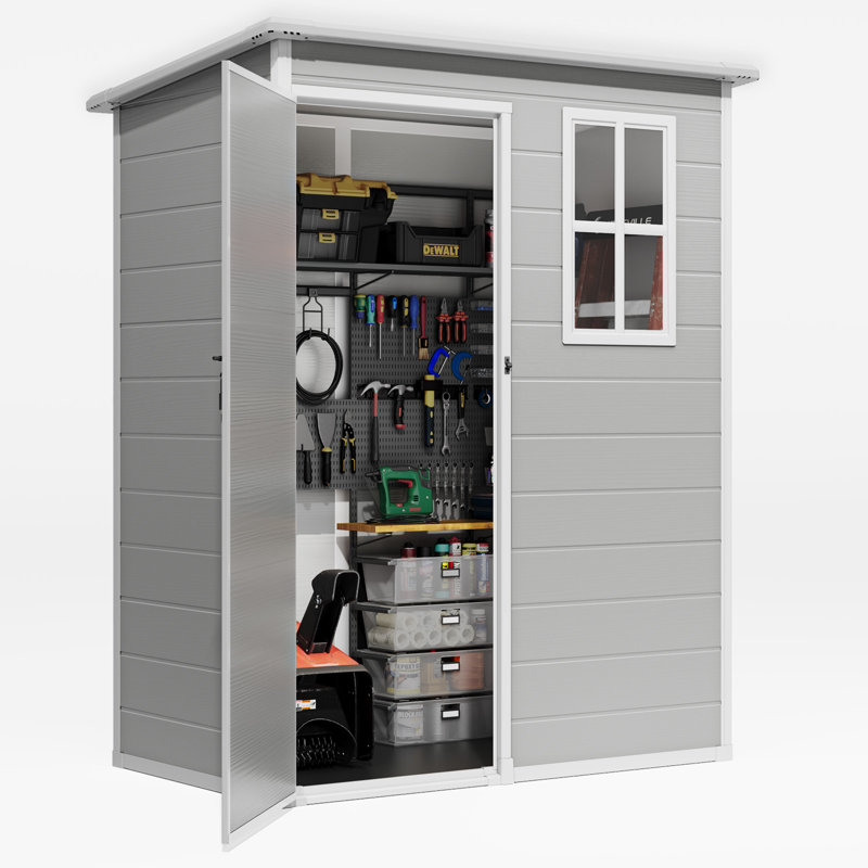 5ft x 3ft Gray Resin Outdoor Storage Shed with Windows