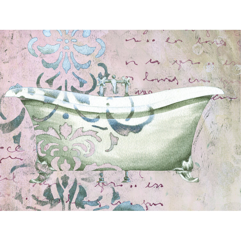 Damask Tub Dots - Painting on Canvas, Black Floater Framed, 20 cm H x 30 cm W