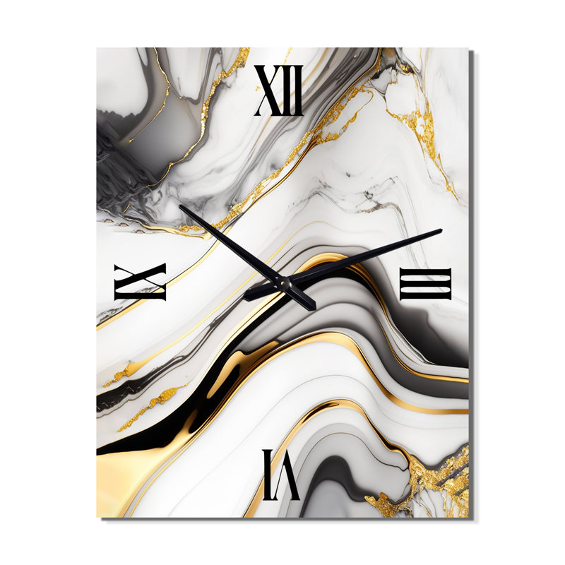 Horloge murale abstraite Geode Marble Waves IV, H 32 po x l 16 po x P 1 po