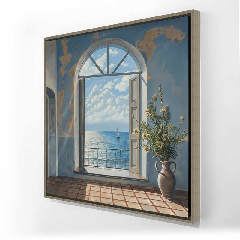 «The Door» - Art sur toile encadré bleu pour la décoration intérieure