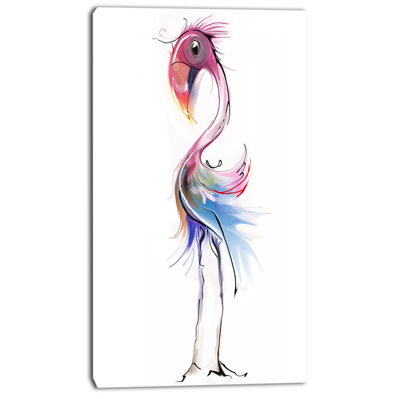 « flamant rose illustration », impression sur toile, H 40 po x l 20 po x P 1po