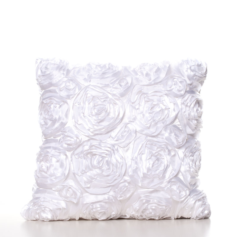 Rose Square Pillow Cover & Insert, White