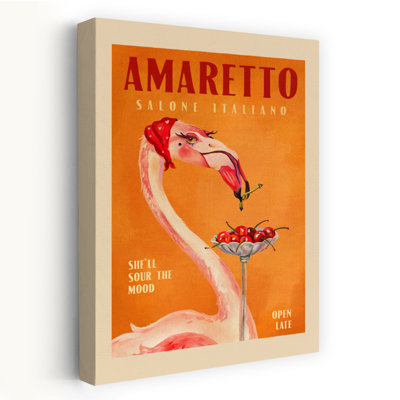 Flamant rose rétro vintage fantaisiste oiseau cerise flamant rose fruit estival