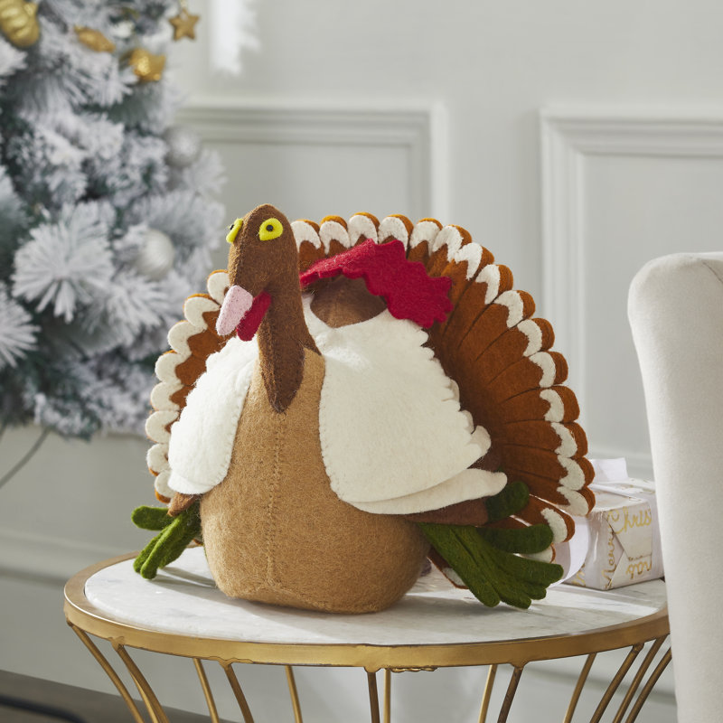 Hand-Felted Wool Turkey Figurine
