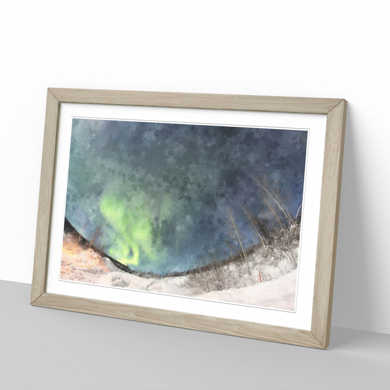 The Northern Lights - Picture Frame Graphic Art, 27cm H x 36cm W x 2cm D, Oak Framed