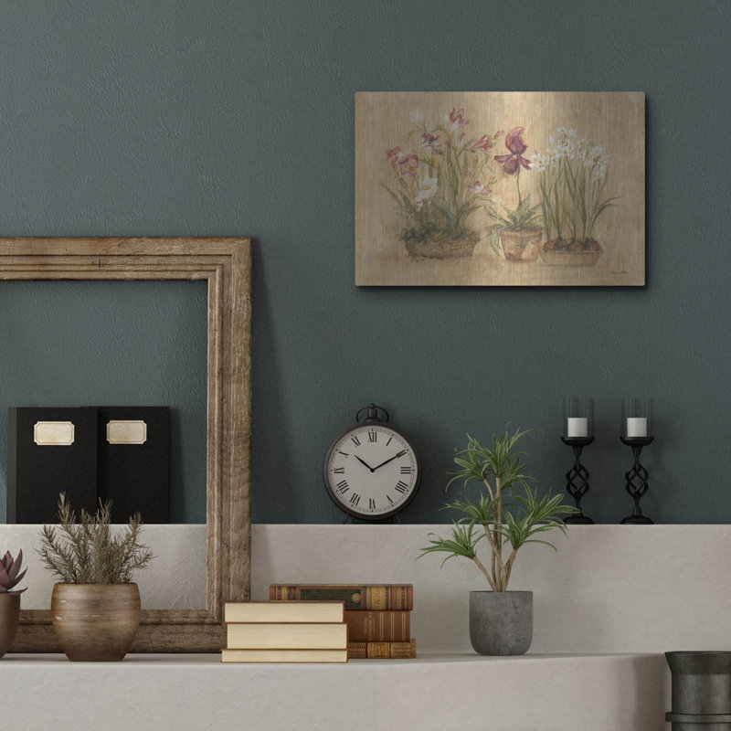August Grove® «Three Floral Basquets» par Cheri Blum, art mural en métal, H 12 po x l 16 po