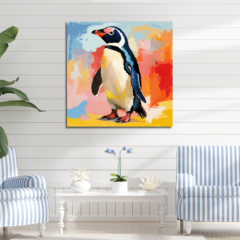 Charme de parade de pingouin - art mural pingouin, Toile tendue, H 36 po x l 36 po x P 1,5 po