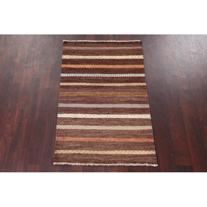 Tapis rayé fabriqué à la main Gabbeh 3 x 4