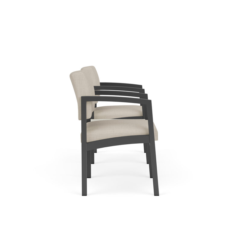 Structure en tandem 2 places avec table centrale Lenox, Gris anthracite, Sergé blanc, Plot Line neutre
