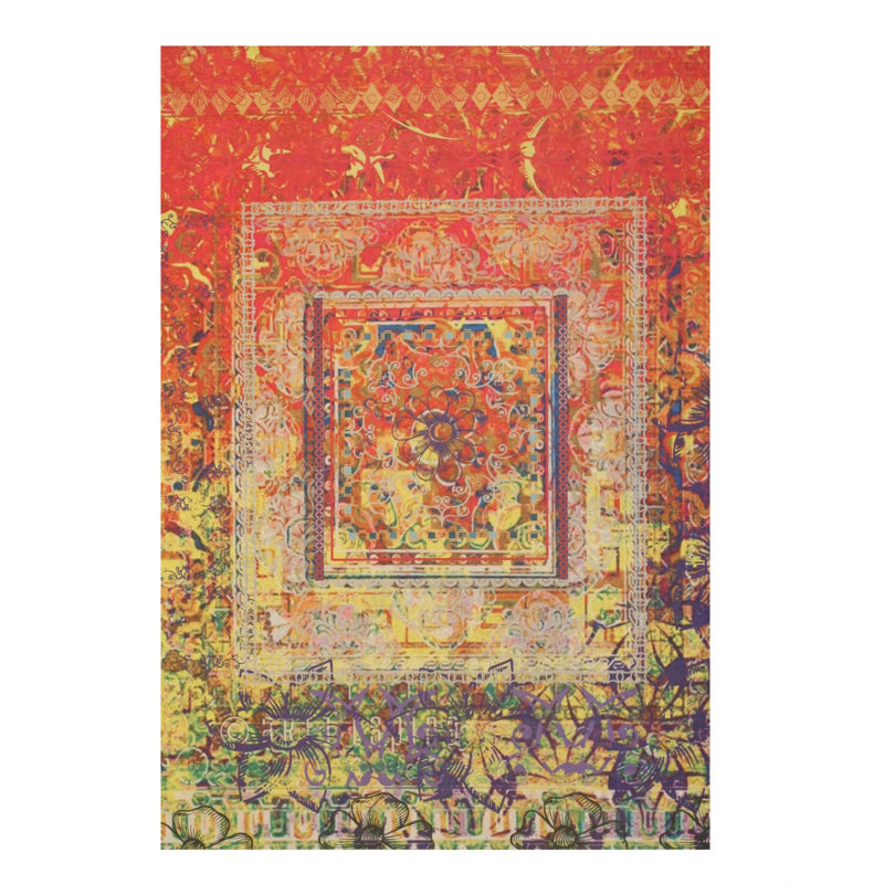 Floral Area Rug in Pink, 5' x 8'