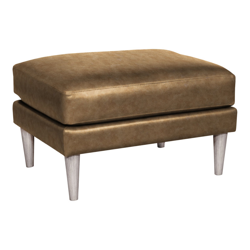 Thea Ottoman, Dove Gray, Distinct Shroom Genuine Leather