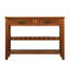 Console en bois massif avec 2 tiroirs de rangement et tablettes ouvertes, buffet Mid-Century pour le salon, la cuisine, le vestibule, le couloir, l'allure brune, la salle à manger,