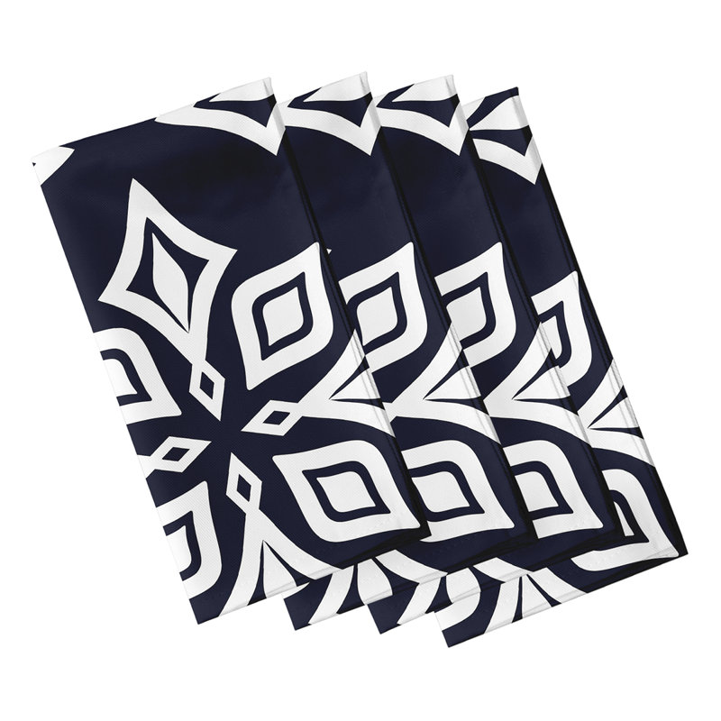 Cholena Polyester Floral Square Napkin, Navy
