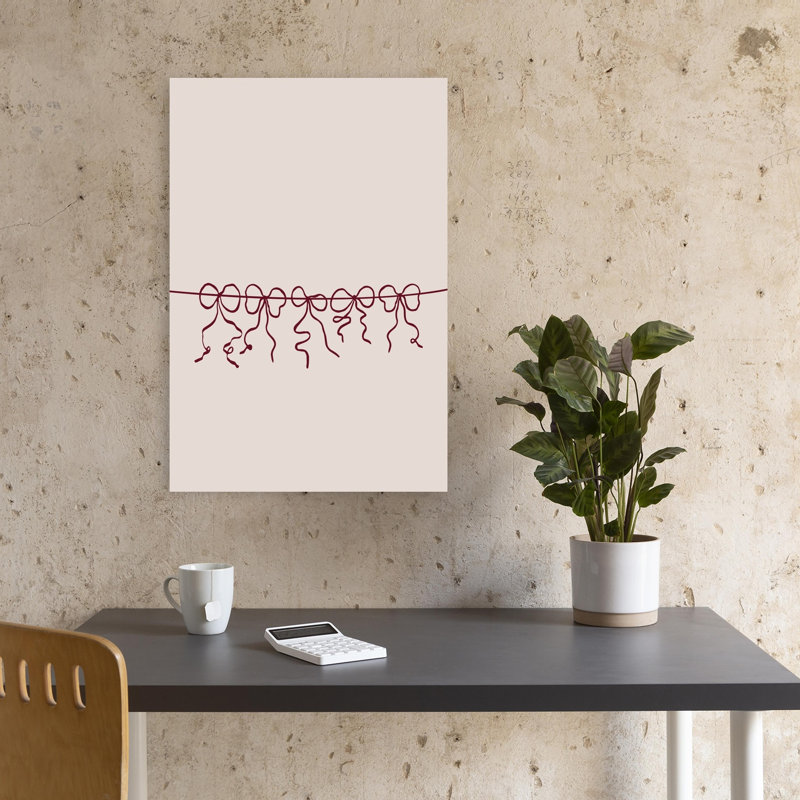 Dainty Ribbon Bows Abstract Delicate Minimalist Wall Art Print by Karen Menzenbach - Wrapped Canvas Print