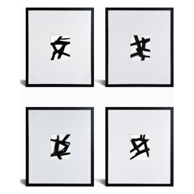 Modern Abstract Calligraphy Quartet Canvas Wall Art - 20" x 24" - (Set of 4)