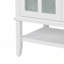 Meuble-lavabo élégant avec lavabo en céramique et tablettes réglables et ouvertes-672195277