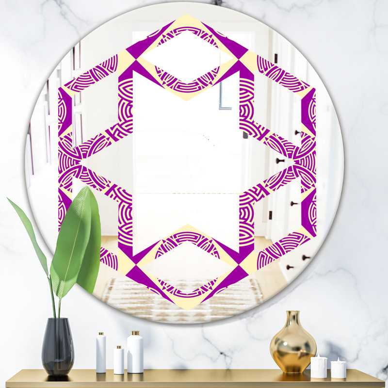 Miroir mural hexagonal étoile à motif abstrait, H 31,5 po x l po
