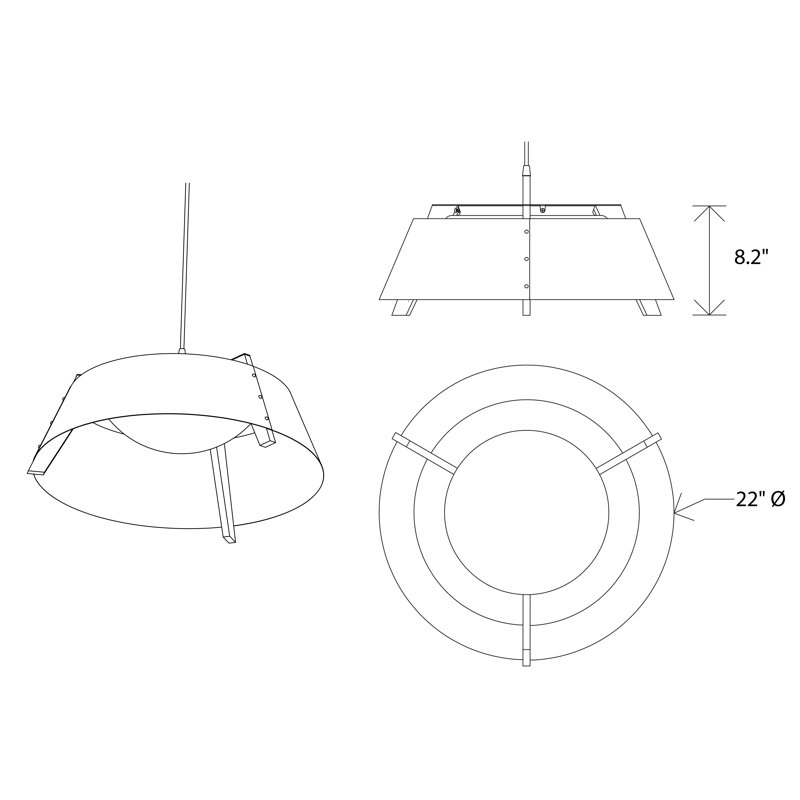 Casia 1 - Light LED Pendant, Distressed Brass, 3500K