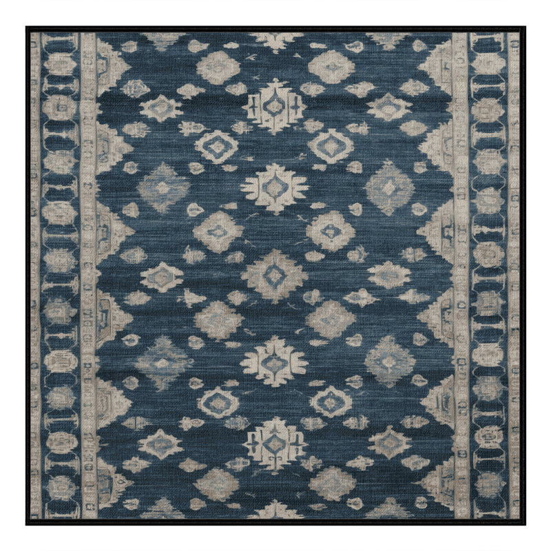 Machine Washable Overdyed Gray Area Rug, Square 5'