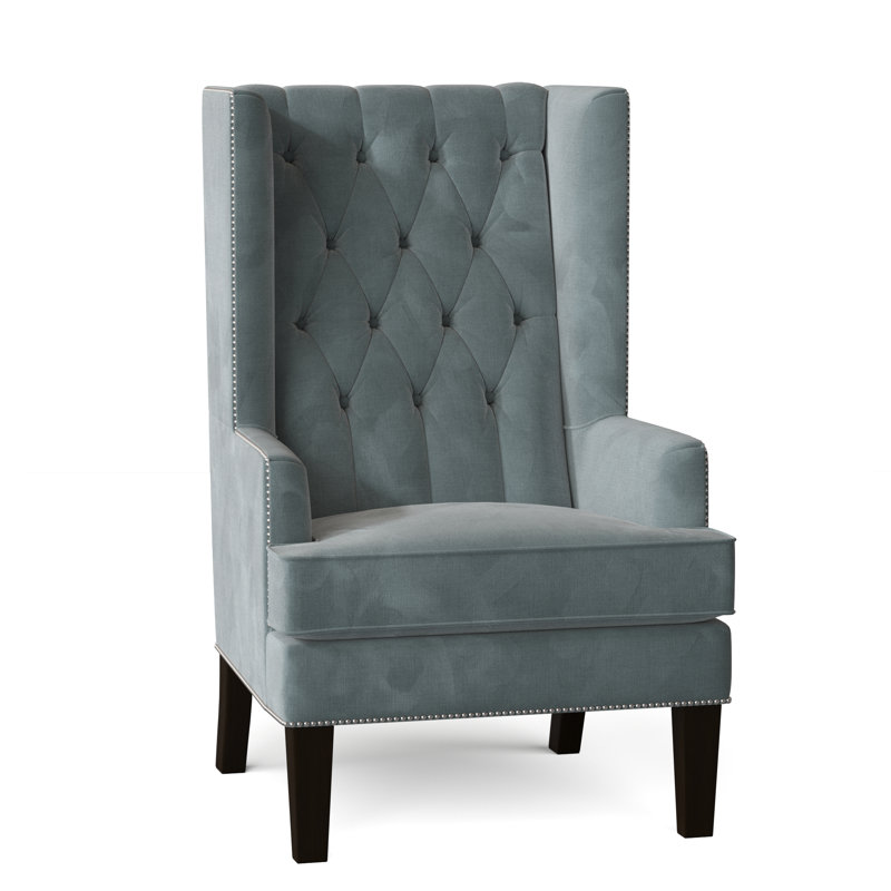 Searle Upholstered Wingback Chair, Dark Brown, Bella Skylight