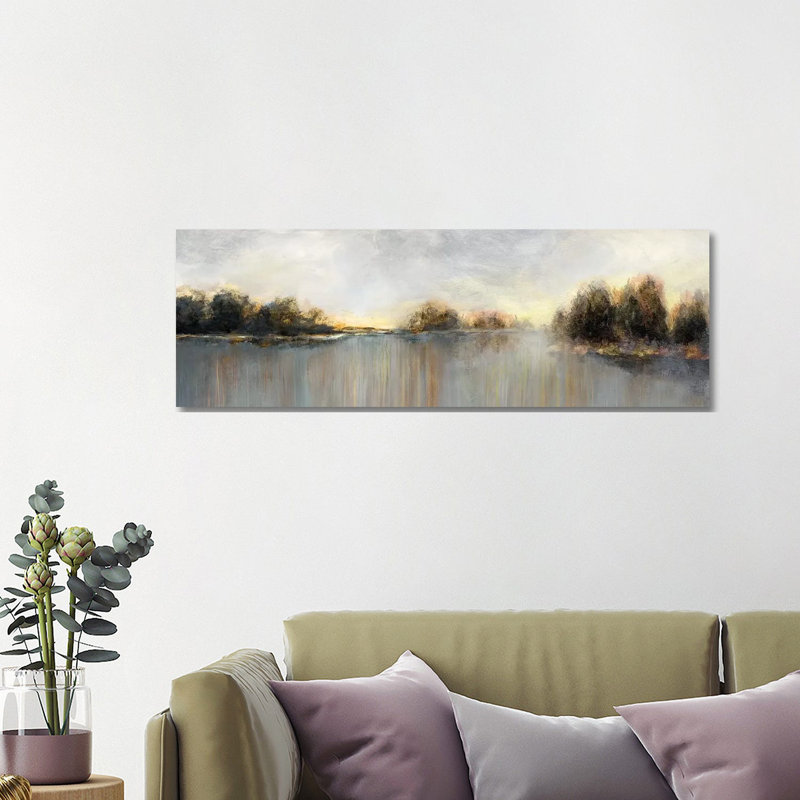 «Rain at Dawn» par Nan - impression panoramique, H 16 po x l 48 po x 1,5 po, Toile tendue