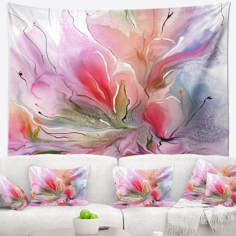 Tapisserie à motif floral peint, H 50 po x l 60 po